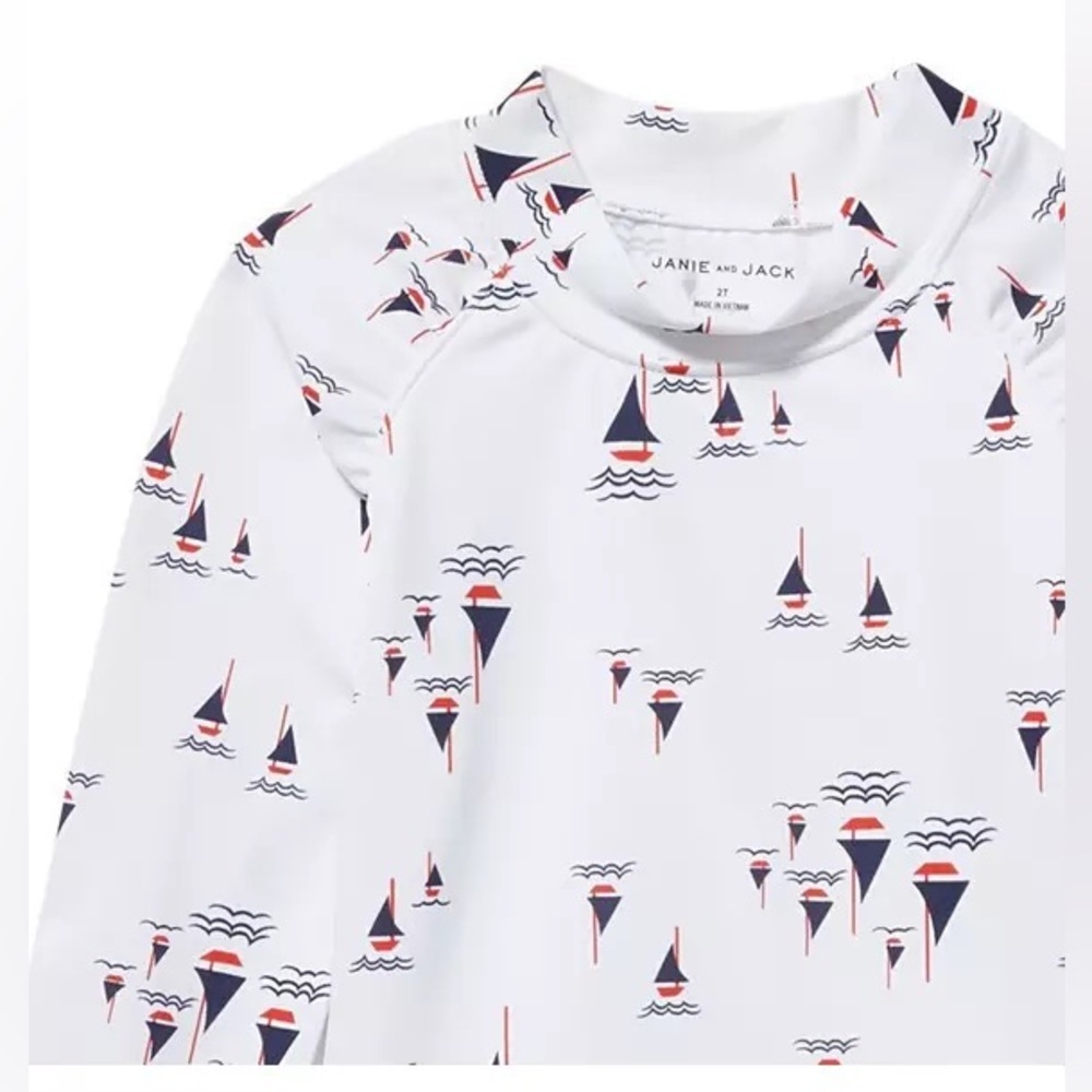 JANIE AND JACK SAILBOAT PRINT RASH GUARD SET NWT​ - Picture 2 of 8